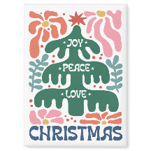 Boho Christmas Tree Joy Peace Love Colorful