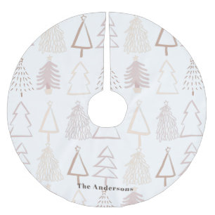 Boho Christmas Tree Pattern Dusty Pink Holiday Brushed Polyester Tree Skirt