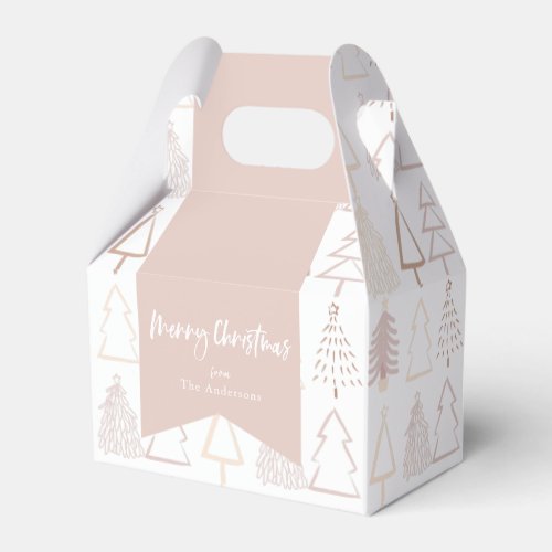 Boho Christmas Tree Pattern Dusty Pink Holiday Favor Boxes