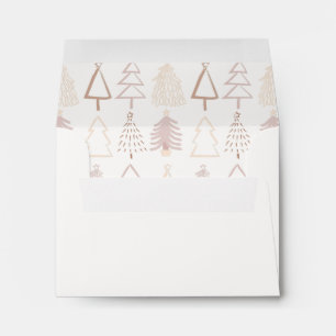 Boho Christmas Trees Dusty Pink Cream Holiday Envelope