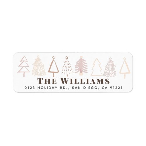 Boho Christmas Trees Holiday Address Label