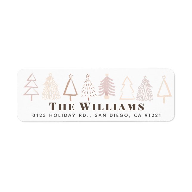 Boho Christmas Trees Holiday Address Label (Front)
