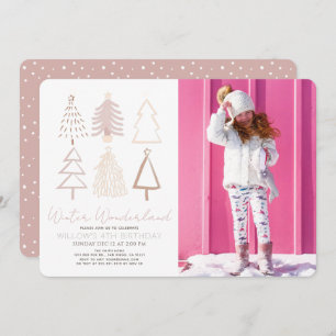 Boho Christmas Trees Winter Wonderland Birthday Invitation