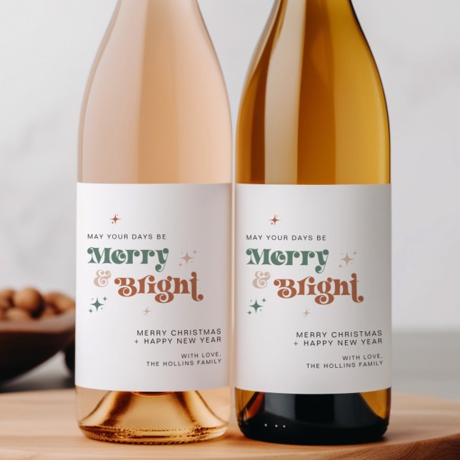 Boho Christmas Wine Bottle Label Drink Gift Label (Creator Uploaded)