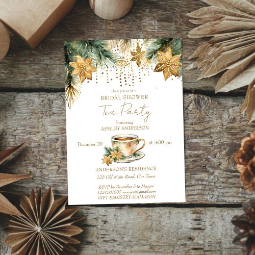 Boho Christmas winter bridal shower tea party Invitation