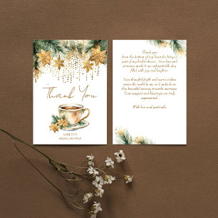 Boho Christmas winter bridal shower tea party Thank You Card