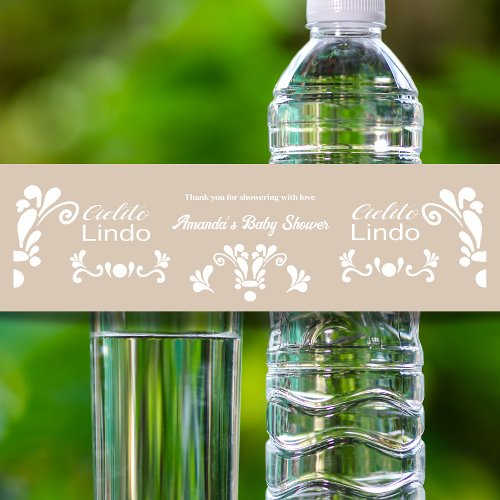 Boho Cielito Lindo Mexican Baby Shower Water Bottle Label