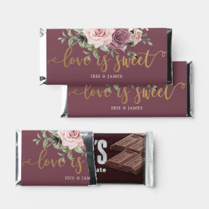 Boho Cinnamon Rose Blush Floral Wedding Chocolate Hershey Bar Favors