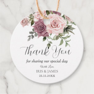 Boho Cinnamon Rose Blush Pink Floral Wedding Favor Tags
