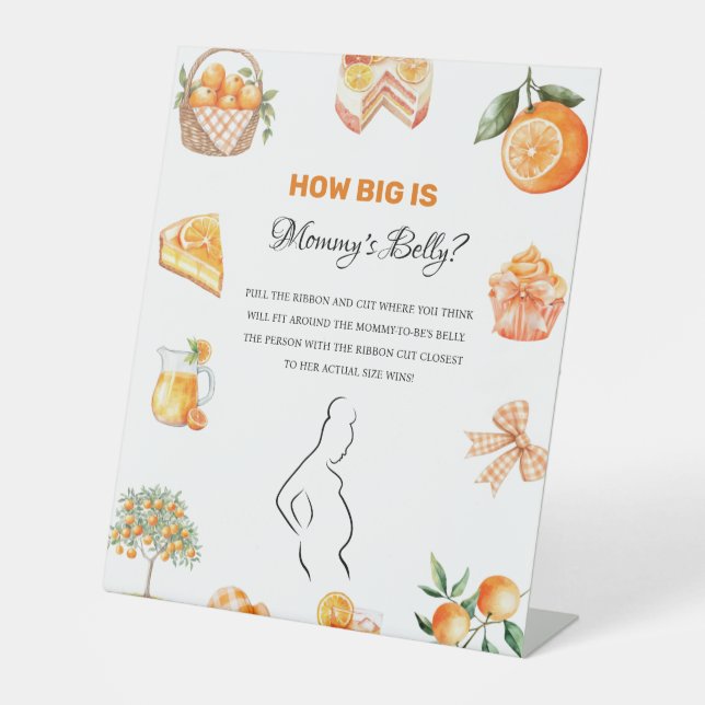 Boho Citrus Orange How big Mommy' baby Shower sign (Front)