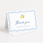 Boho Citrus Pale Blue Doodle Border Baby Shower Thank You Card
