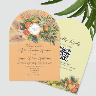Boho Citrus QR Wedding Invitation