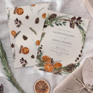 Boho Citrus Rustic Orange Modern Cinnamon Wedding Invitation