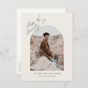 Boho Class of 2025 Arch Photo Graduation Invitation Postcard
