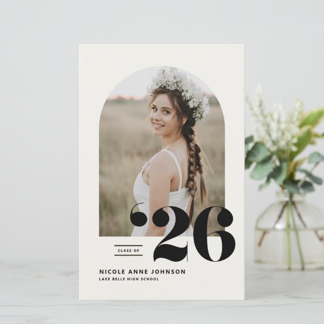Boho Class of 2025 Arch Photo Graduation Invite (Standing Front)