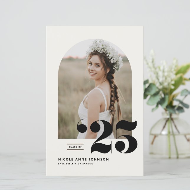 Boho Class of 2025 Arch Photo Graduation Invite (Standing Front)