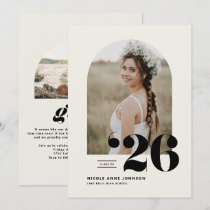 Boho Class of 2026 Arch Photo Graduation Invitation