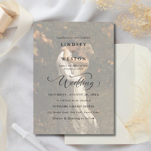 Boho Classic Vellum Overlay Photo Budget Wedding Invitation