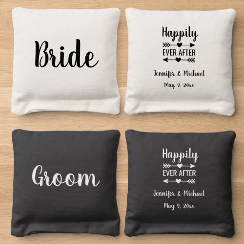 Boho Classic Wedding Theme Bride Groom Team   Cornhole Bags