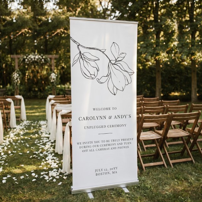 Boho Classy Unplugged Wedding Ceremony Retractable Banner (Creator Uploaded)