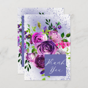 Boho Classy Watercolor Purple Floral Thank You Card