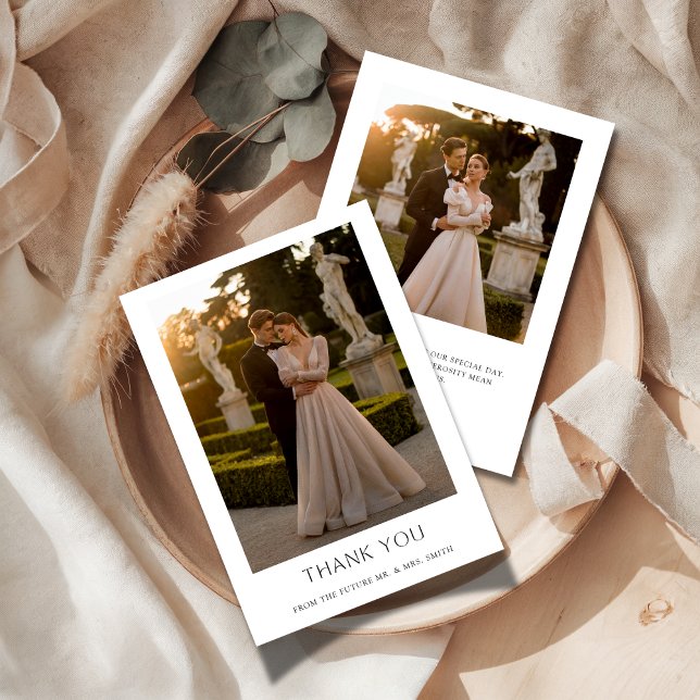 Boho Clean Typography 2 Photo Couples Shower  Thank You Card (Creator Uploaded)