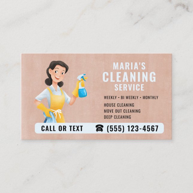 Boho Cleaning Service Business Card  (Front)