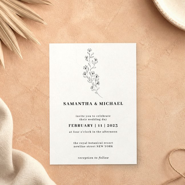 Boho Clear Indie Rustic Botanical tiny flower Invitation
