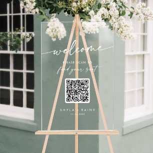 Boho Clear QR Code Acrylic Wedding Seating Chart