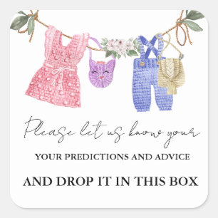 Boho Clothes Baby Predictions and advice game  Square Sticker