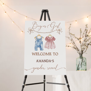 Boho Clothes Boy Girl Gender Reveal Welcome Sign