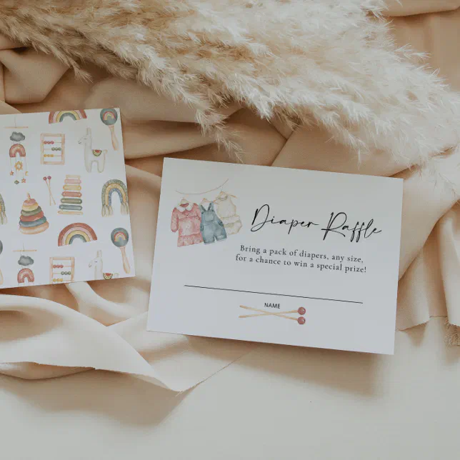 Boho Clothes Diaper Raffle Card | Zazzle