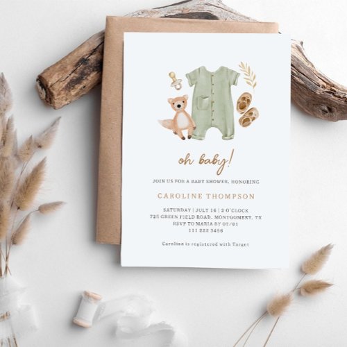 Boho Clothes Gender Neutral Baby Shower Invitation