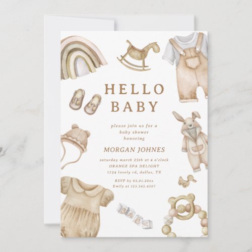Boho Clothes Nursery baby shower invitation