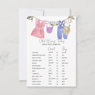 Boho Clothes Old WIves Tales Baby shower Game Card