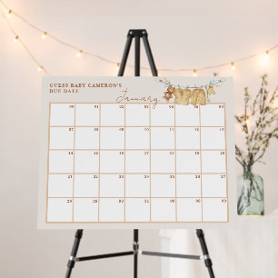Boho Clothesline Baby Due Date Guessing Game Foam Board