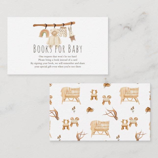 Boho Clothesline Baby Shower Books for Baby Enclosure Card (Front/Back)