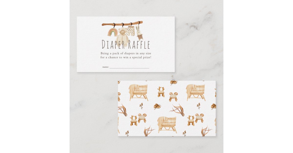 Clothes Line Raffle Boho Clothesline Baby Shower Diaper Raffle Ticket Enclosure Card | Zazzle