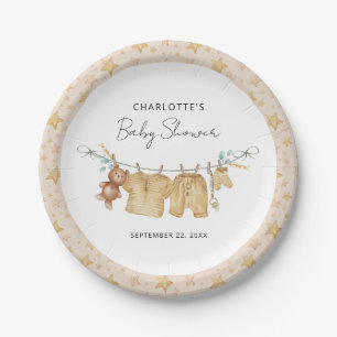 Boho Clothesline Baby Shower Paper Plates
