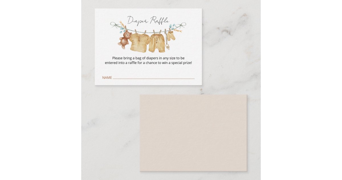Clothes Line Raffle Boho Clothesline Baby Shower Raffle Card | Zazzle