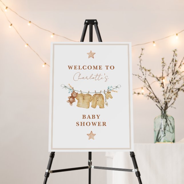 Boho Clothesline Baby Shower Welcome Sign (In Situ (Stand))