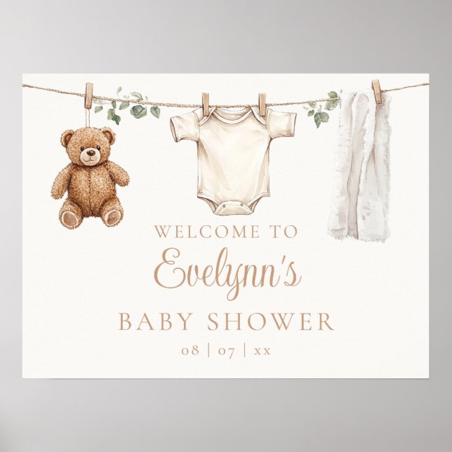 Boho Clothesline Baby Shower Welcome Sign (Front)