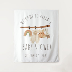 Boho Clothesline Baby Shower Welcome Sign Tapestry