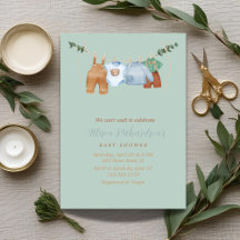 Boho clothesline boy pastel watercolor baby shower