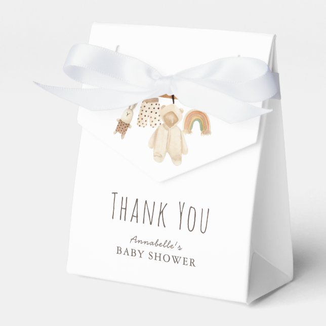Boho Clothesline Gender Neutral Baby Shower Favor Boxes (Front Side)