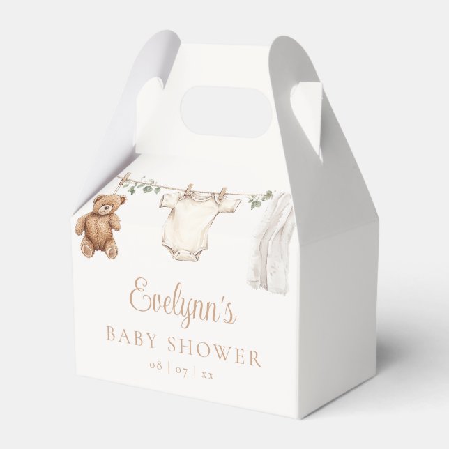 Boho Clothesline Gender Neutral Baby Shower Favor Boxes (Front Side)