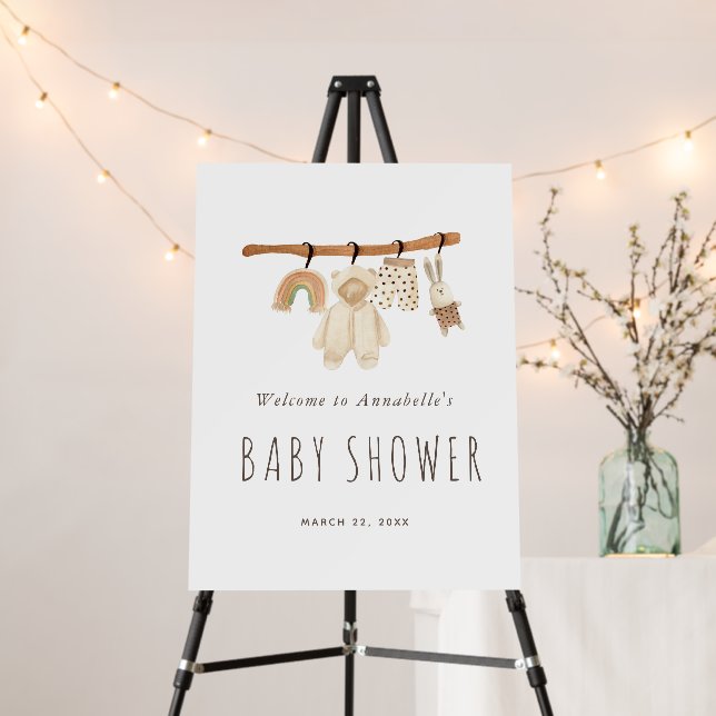Boho Clothesline Gender Neutral Baby Shower Foam Board (In Situ (Stand))