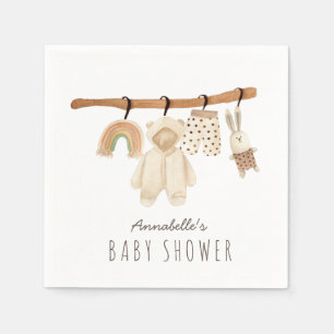 Boho Clothesline Gender-Neutral Baby Shower Napkins