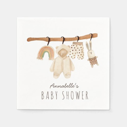 Boho Clothesline Gender_Neutral Baby Shower Napkins