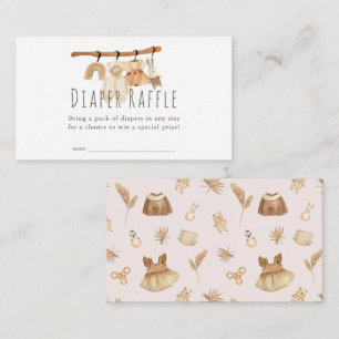 Boho Clothesline Girl Baby Diaper Raffle Ticket Enclosure Card